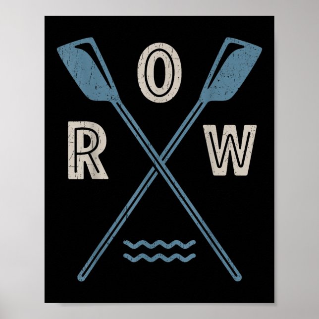 Poster Row Rowing Crew Coxswain Rower Retro Boat Paddle S (Frente)