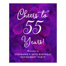 Roxo Cheers até 55 anos Aposentação de Aniversário