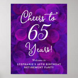 Poster Roxo Cheers até 65 anos Aposentação de Aniversário