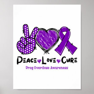 Poster Roxo Cura Amor Sobredosagem Conscientização Rib
