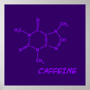 Poster roxo da molécula da cafeína
