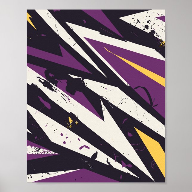 Poster Roxo Dinâmico e Abstrato Geométrico Amarelo (Frente)