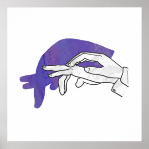 Pôster Roxo do Anteater da silhueta da mão