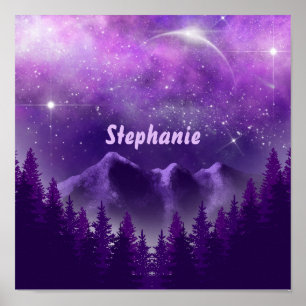 Poster Roxo do céu à luz da lua