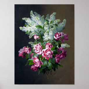 Poster roxo do rosa do vintage e o branco dos