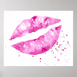 Poster roxo dos namorados da boca da aguarela