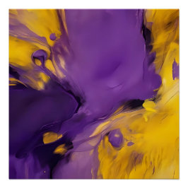 Pôster Roxo e Dourado Abstrato