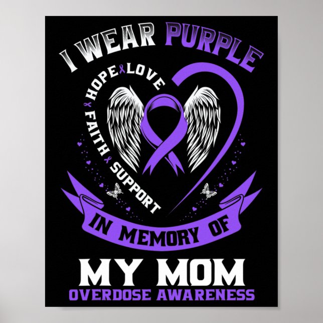 Poster Roxo Em Memória Da Minha Mãe Consciência Da Sobred (Frente)