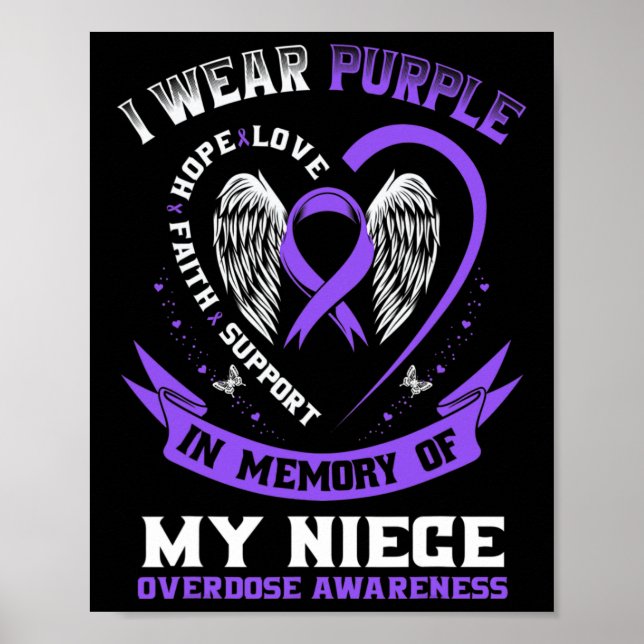 Poster Roxo Em Memória Da Minha Sobredosagem De Drogas Nó (Frente)