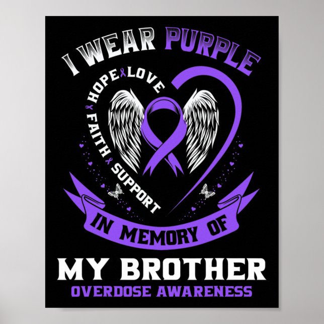 Poster Roxo Em Memória De Awarenes Irmãos À Sobredosagem  (Frente)