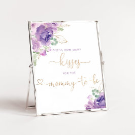 Poster Roxo floral quantos beijos para a futura mamãe