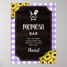 Poster Roxo Gingham Sunflower Monograma Bar Momosa