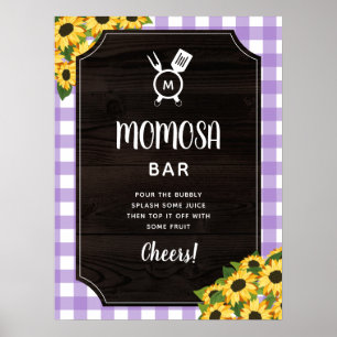 Poster Roxo Gingham Sunflower Monograma Bar Momosa