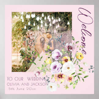 Poster Roxo Lavanda Roxa Floral Casamento Bem-vindo ROSA