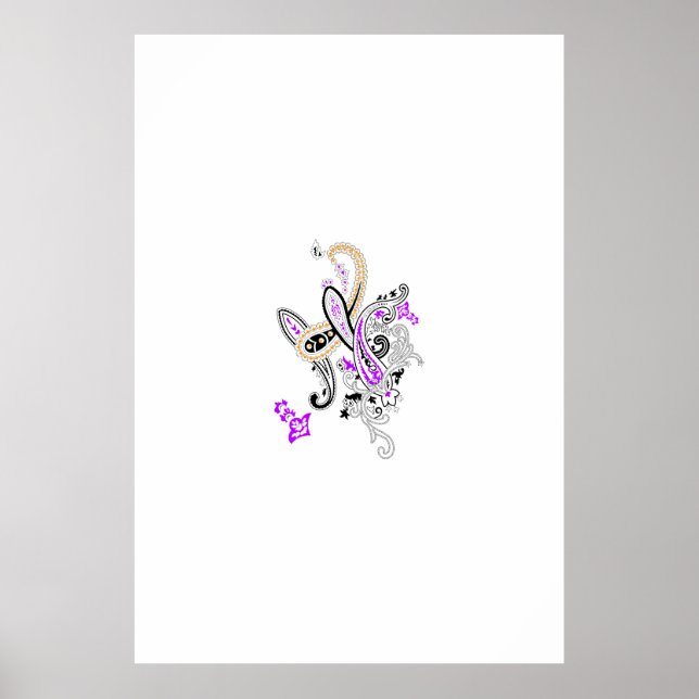 Poster Roxo-Magenta, Cor de laranja avermelhada, Sinal Te (Frente)