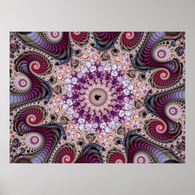 Poster Roxo Mandelbrot Fractal (Frente)