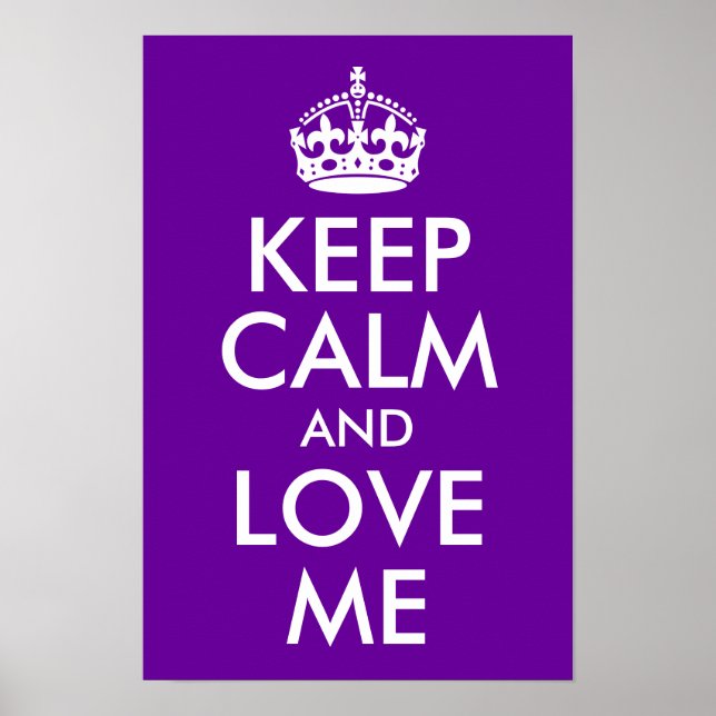 Poster Roxo Mantenha a Calma e Ame Me (Frente)