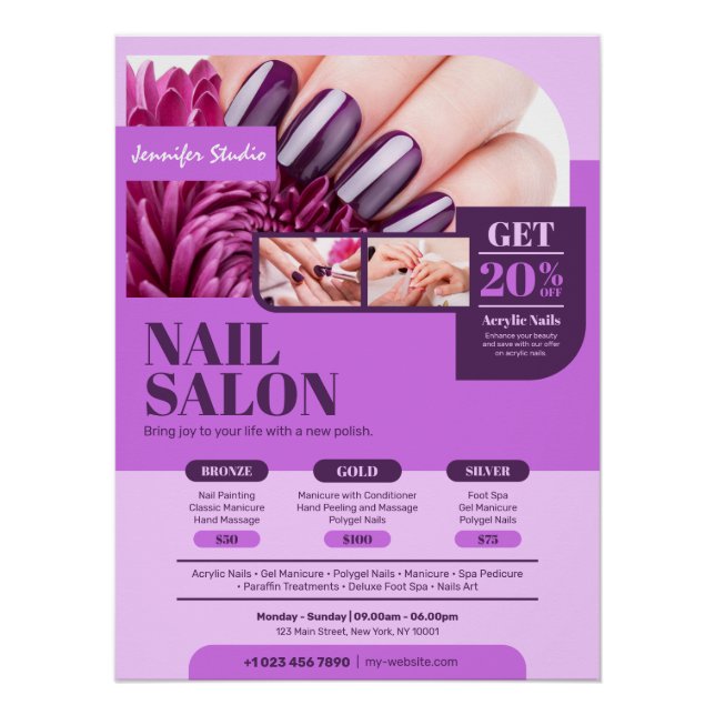 Pôster Roxo Nail Salon, Artista Makeup - Glossy (Frente)