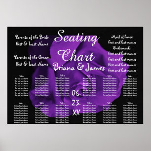 Pôster Roxo nupcial do noivo da noiva da carta do assento