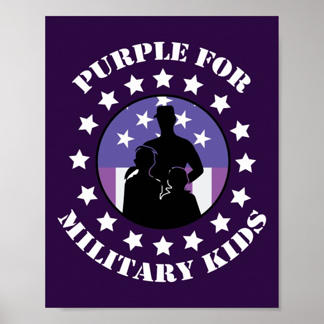 Poster Roxo Ortoso Para Crianças Militares Patriótico (Frente)