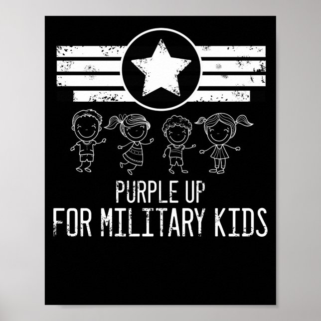 Poster Roxo para Crianças Militares (Frente)