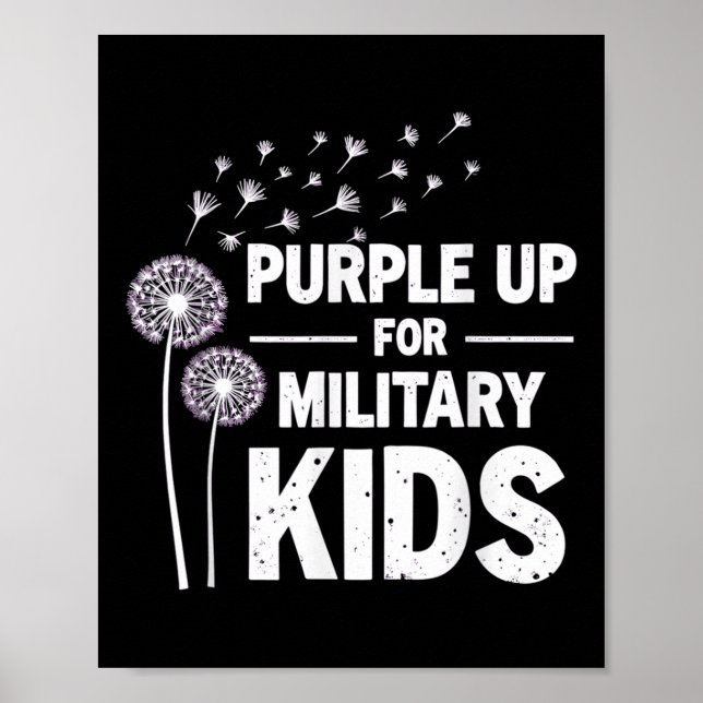 Poster Roxo Para Crianças Militares Dandelion April Aware (Frente)