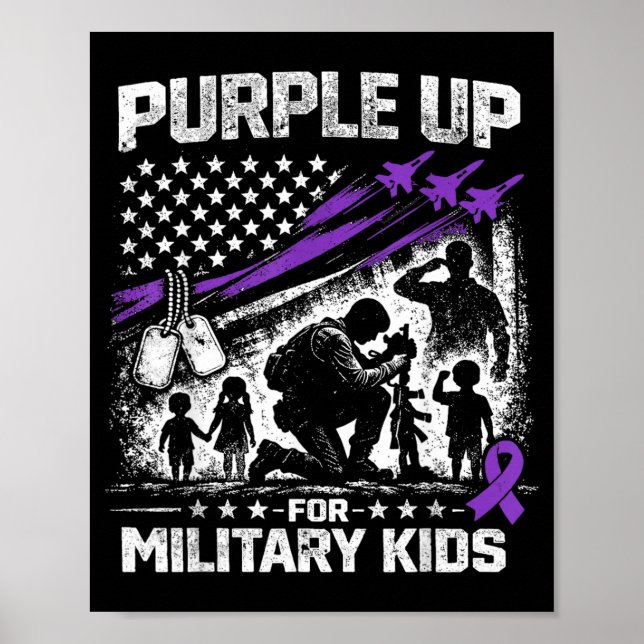 Poster Roxo para o Mês das Crianças Militares (Frente)