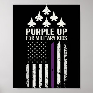 Poster Roxo para o Mês das Crianças Militares do Militar