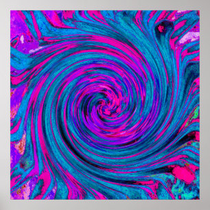 Poster Roxo Quente, Roxo e Azul Abstrato Retro Redemoinho
