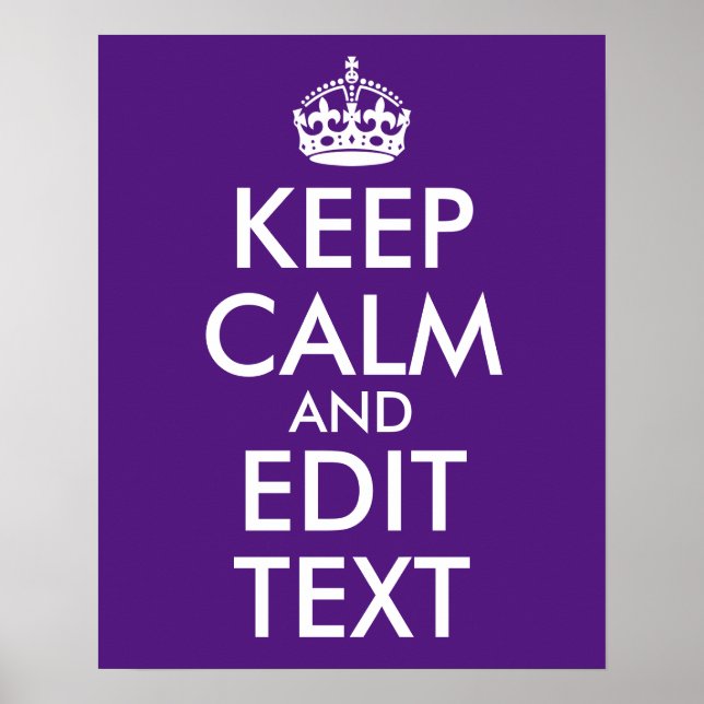 Poster Roxo Real Mantenha Calmo e Editar Texto (Frente)