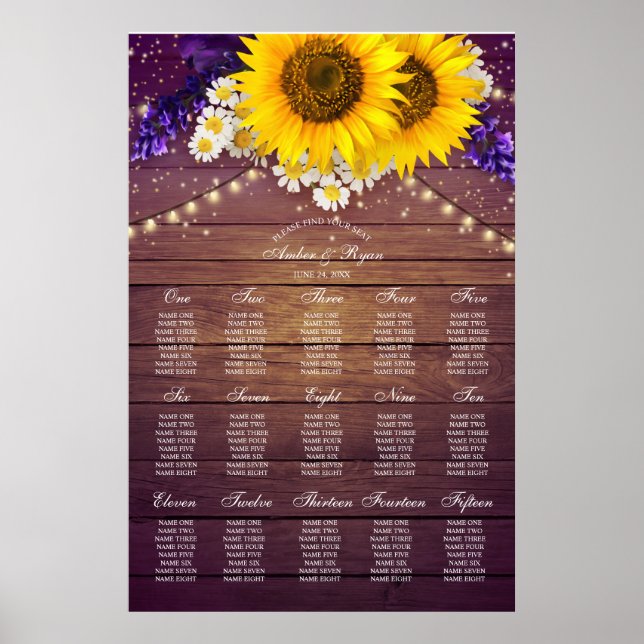 Poster Roxo Roxo-Amarelo-Sunflower-Country Barn (Frente)