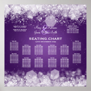 Poster Roxo Sparkling da noite da carta do assento do