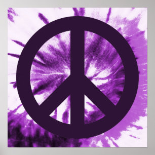 Pôster Roxo Tie-Dye com símbolo de paz