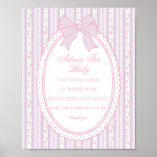 Poster Roxo Vintage Chique Floral Conselho para Chá de Be