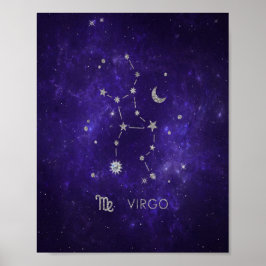 Poster Roxo Virgo Zodiac | Astrologia Cósmica Horoscópio