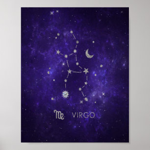 Poster Roxo Virgo Zodiac   Astrologia Cósmica Horoscópio