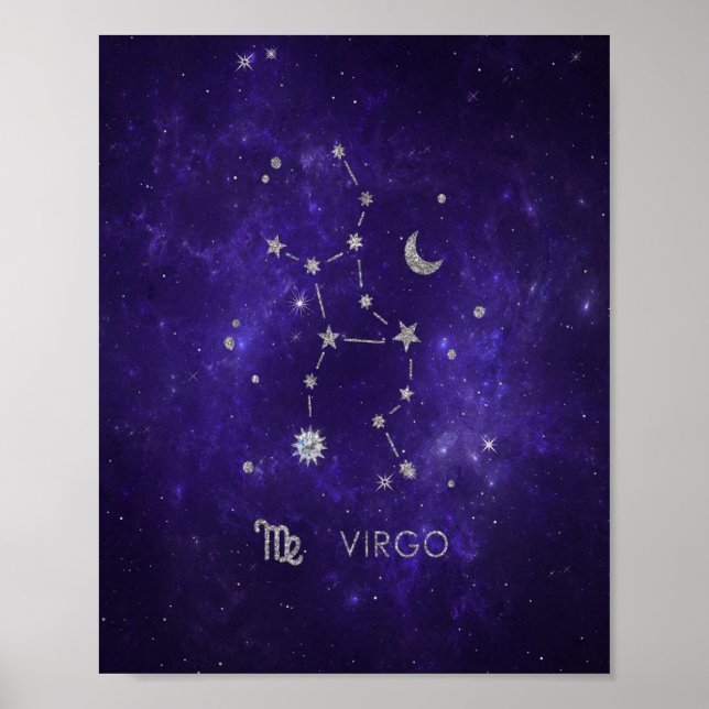 Poster Roxo Virgo Zodiac | Astrologia Cósmica Horoscópio (Frente)