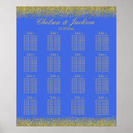 Pôster Royal Blue and Gold Confetti - 16 Seating Chart