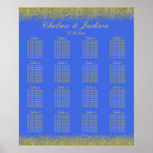 Pôster Royal Blue and Gold Confetti - 16 Seating Chart