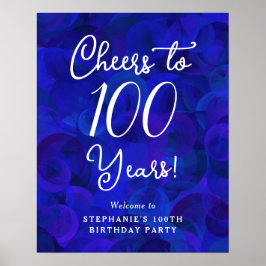Poster Royal Blue Cheers para 100 anos 100º aniversário