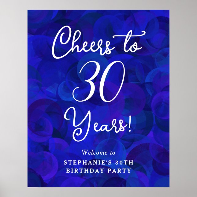 Poster Royal Blue Cheers para 30 anos de aniversário de 3 (Frente)