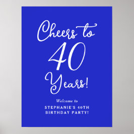 Poster Royal Blue Cheers para 40 anos de aniversário bem-