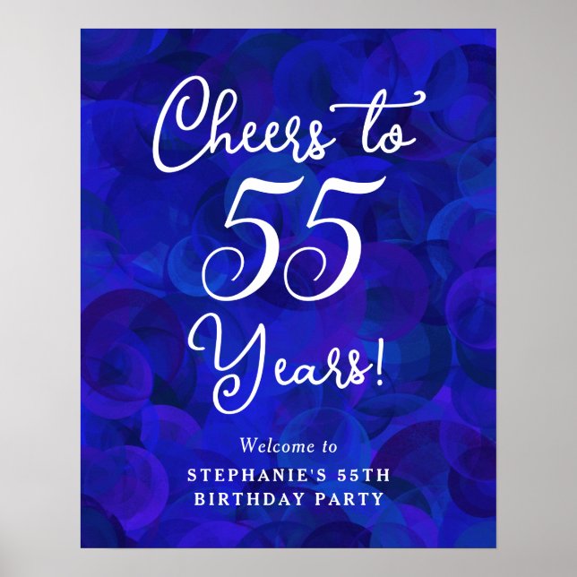 Poster Royal Blue Cheers para 55 anos 55 anos aniversário (Frente)