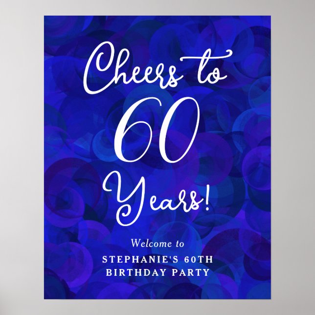 Poster Royal Blue Cheers para 60 anos 60 anos aniversário (Frente)