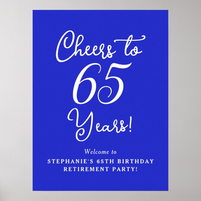 Poster Royal Blue Cheers para 65 anos de festa de aposent (Frente)