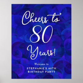 Poster Royal Blue Cheers para 80 anos de aniversário de 8