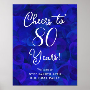 Poster Royal Blue Cheers para 80 anos de aniversário de 8