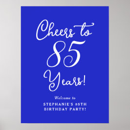 Poster Royal Blue Cheers para 85 anos Aniversário bem-vin
