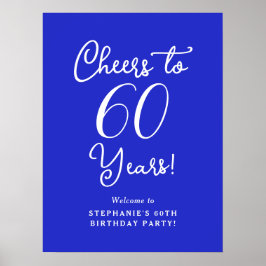 Poster Royal Blue Cheers to 60 Anos Aniversário Bem-vindo