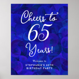 Poster Royal Blue Cheers to 65 Anos Aniversário Bem-vindo